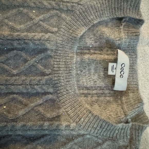 CeCe Gray Cable Knit Women's Sweater - Picture 4 of 6